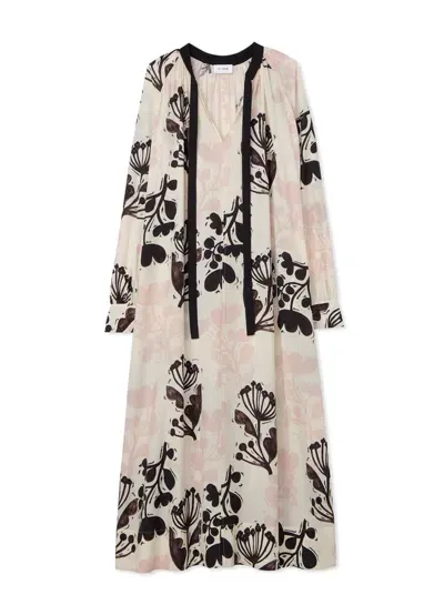 St John Naive Flower Print Dress In Eggshell/blush Multi