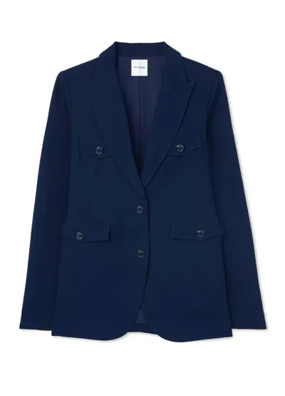 St John Textured Crepe Jacket In Royal Blue