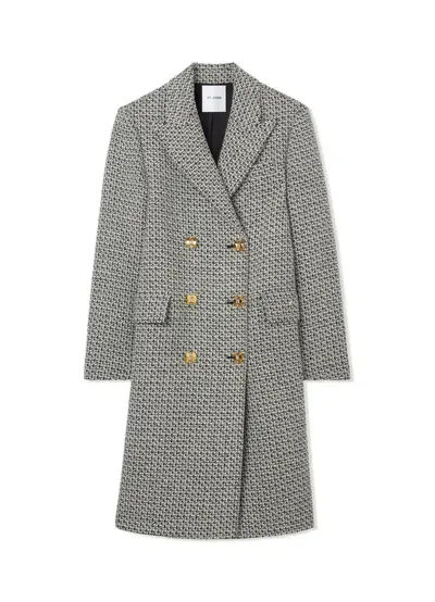 St John Textured Tweed Coat In Black/chalk Multi