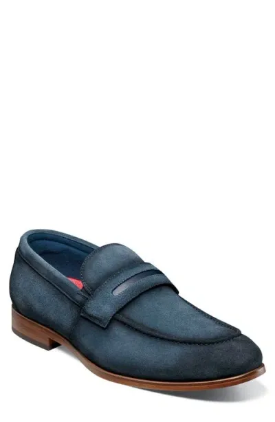 Stacy Adams Burke Penny Loafer In Navy Suede