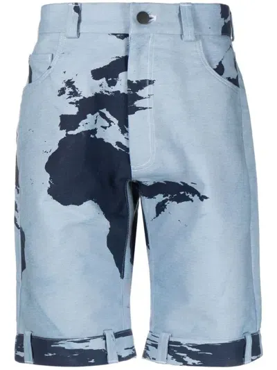 Stain Shade Abstract-print Bermuda Shorts In 蓝色