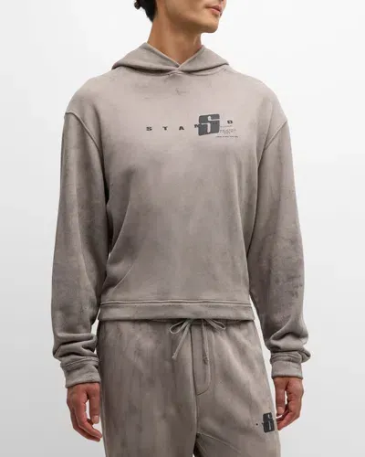 Stampd Men's Transit Splatter Cropped Hoodie In Cement