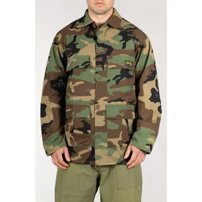 Stan Ray Camo Button-up Cotton Ripstop Work Jacket In Woodland Camo Ripstop