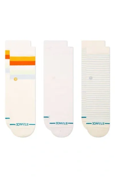 Stance Kids' Malibu Stripe Assorted 3-pack Crew Socks In Canvas