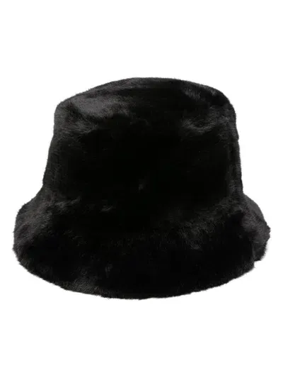 Stand Studio Wera Faux Fur Bucket Hat In Black