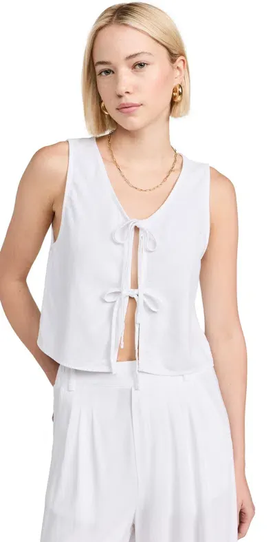 Stateside Linen Double Tie Front Vest White