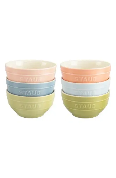 Staub Macaron Ceramic 6-piece Small Universal Bowl Set In Green/blue/pink