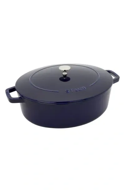 Staub 6.25-quart Enameled Cast Iron Shallow Oval Dutch Oven In Dark Blue