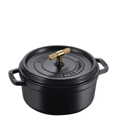 Staub X Buster + Punch Cocotte With Brass Knob In Black