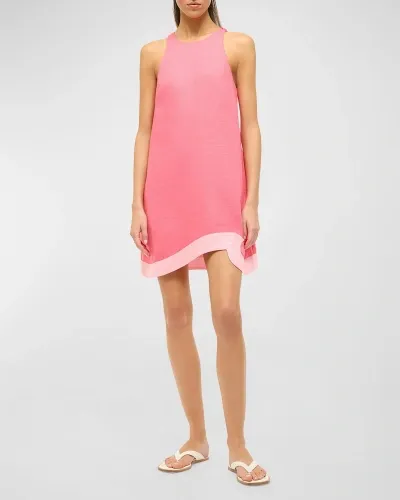 Staud Allori Sleeveless Linen Shift Dress In Coral Paradise Pe