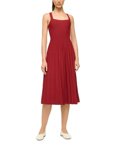 Staud Ellison Midi Dress In Red