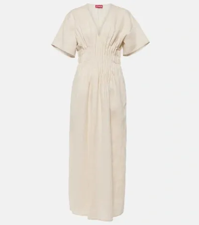 Staud Lauretta Linen Midi Dress In Natural