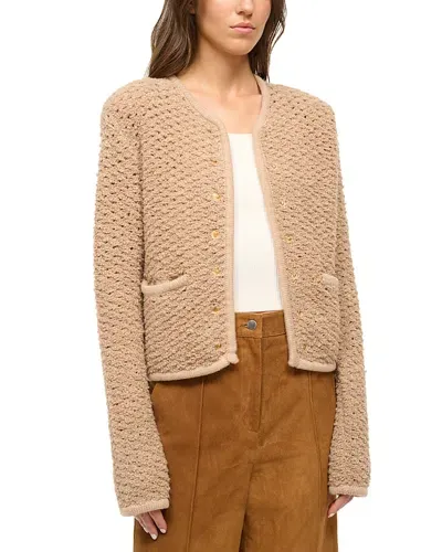 Staud Lisson Knit Jacket In Camel