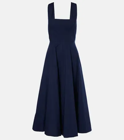 Staud Teresa Poplin Midi Dress In Nvy Navy