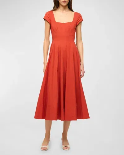 Staud Wells A-line Midi Dress In Rust