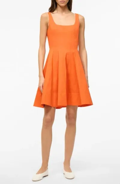 Staud Wells Cotton Poplin Minidress In Tangerine