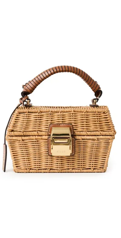 Staud Wicker Tackle Box Bag Natural