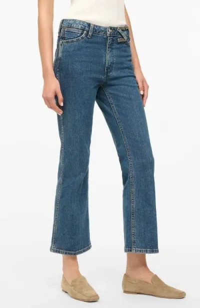 Staud + Wrangler The Cropped Bootcut Jeans In Indigo Wash