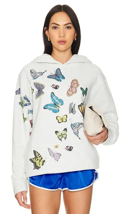 Stay Cool Butterfly Hoodie In Light Grey