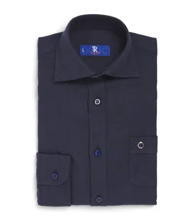 Stefano Ricci Kids' Cotton Shirt In Navy