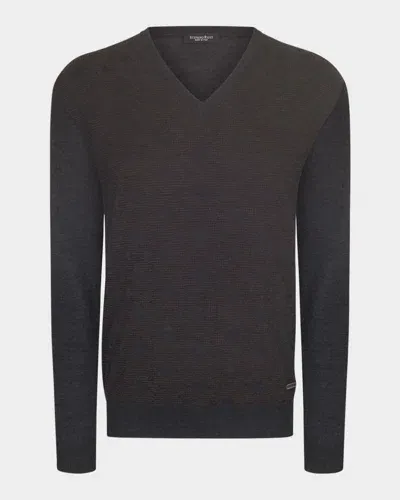 Stefano Ricci Men's Cashmere And Silk V-neck Sweater In Brown