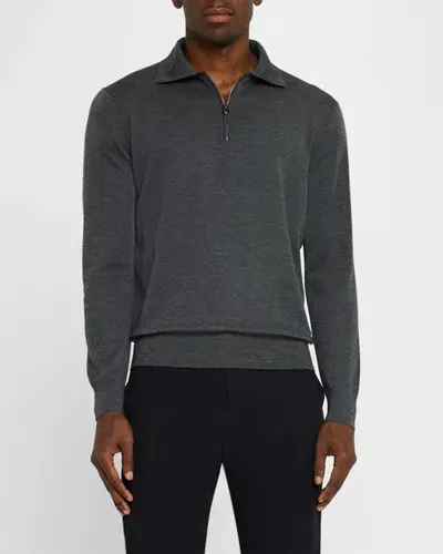 Stefano Ricci Men's Cashmere Polo Sweater In Charcoal