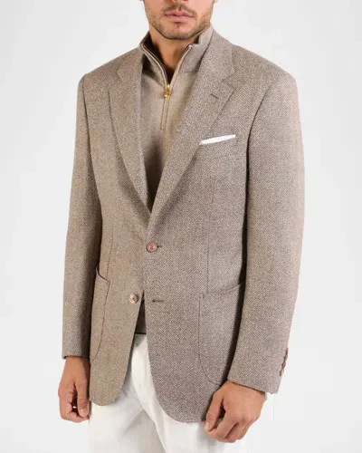 Stefano Ricci Men's Herringbone Two-button Sport Coat In Taupe