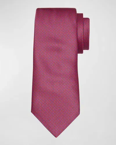 Stefano Ricci Men's Micro-grid Silk Tie In Red