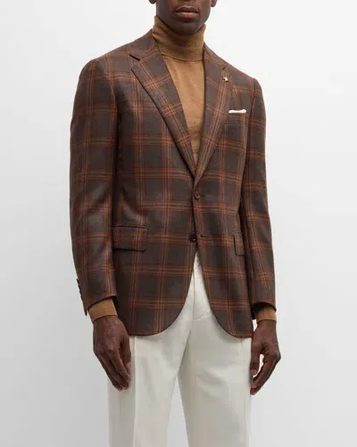 Stefano Ricci Men's Plaid Cashmere And Wool Sport Coat In Dark Brown