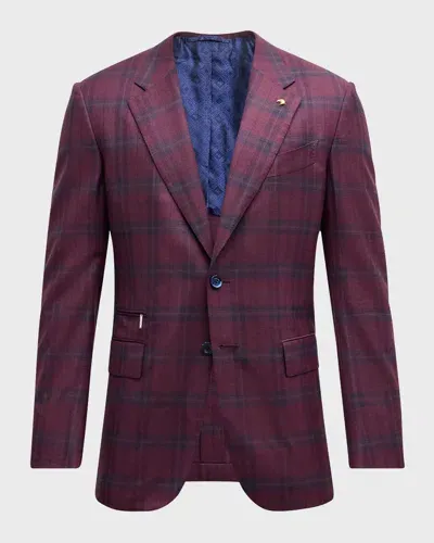 Stefano Ricci Men's Plaid Wool And Cashmere Blazer In Dark Violet