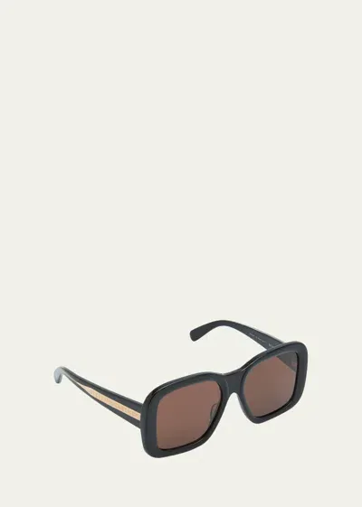 Stella Mccartney 2001 Acetate Square Sunglasses In Black/brown Solid