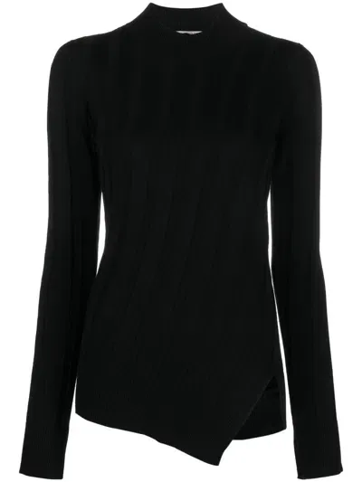 Stella Mccartney Asymmetric-hem Knit Jumper In Black