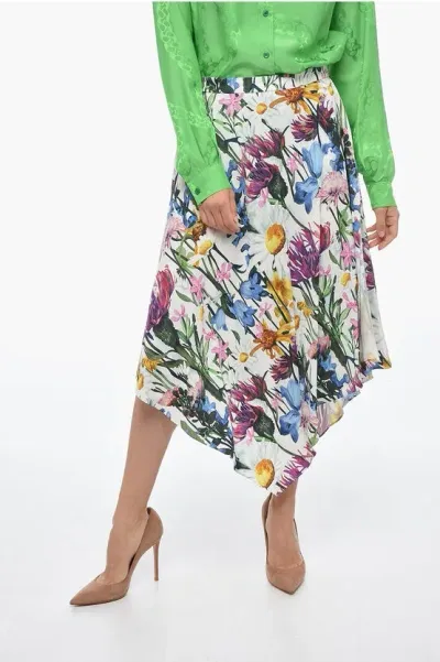 Stella Mccartney Asymmetric Rewild Flora Midi Skirt In Multi