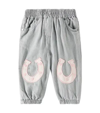 Stella Mccartney Baby Embroidered Straight Jeans In Grey