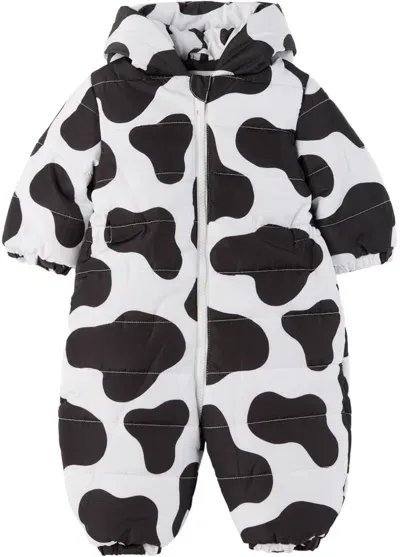 Stella Mccartney Baby White & Black Cow Spots Snow Suit In 101ne White