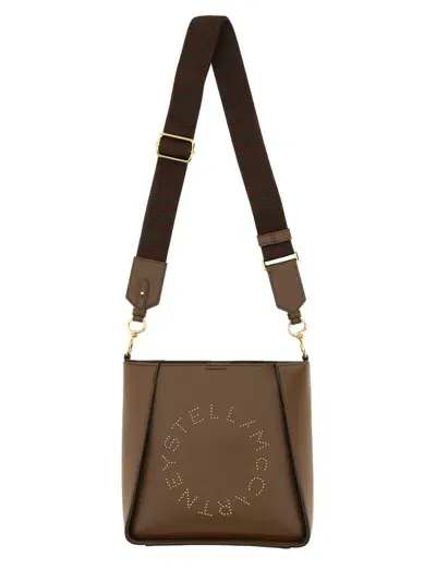 Stella Mccartney Shoulder Bag With Logo In Brown