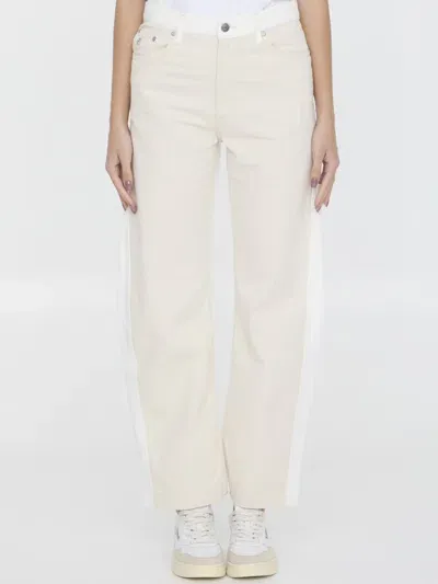 Stella Mccartney Banana Leg Utility Jeans In Beige