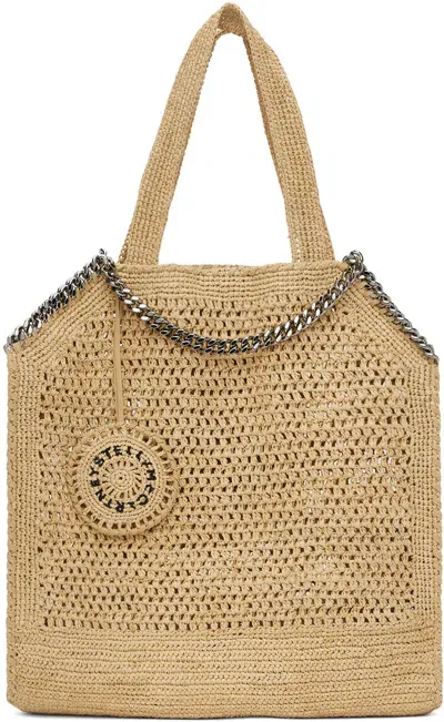 Stella Mccartney Beige Small Eco Crochet Raffia Tote In 9500 Natural