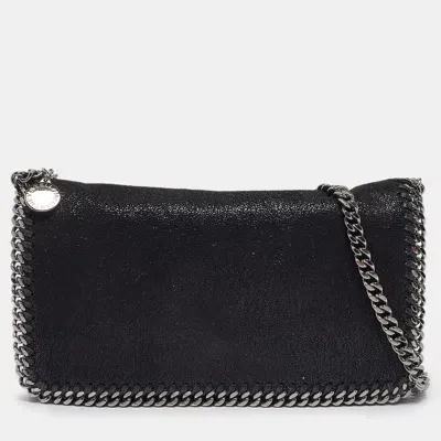 Pre-owned Stella Mccartney Black Faux Suede Falabella Flap Crossbody Bag