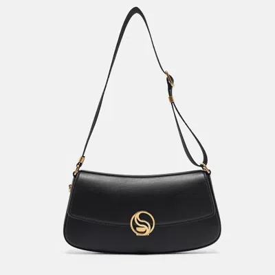 Pre-owned Stella Mccartney Black Leather S-wave Shoulder Bag