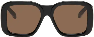 Stella Mccartney Black Oversized Square Sunglasses In Shiny Black / Brown