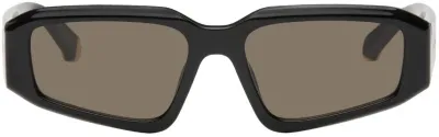 Stella Mccartney Black Rectangular Sunglasses In Shiny Black / Brown