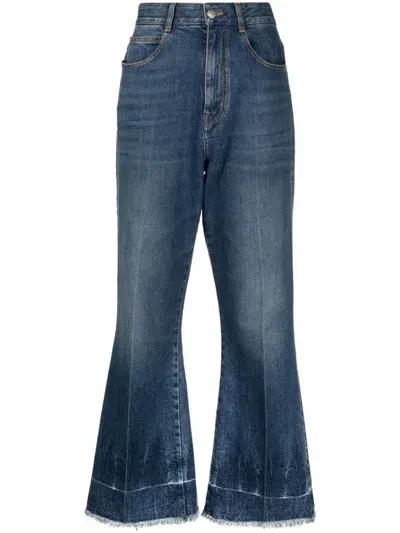 Stella Mccartney Frayed-edge Cropped Jeans In Light Wash