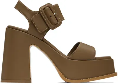 Stella Mccartney Brown Skyla Buckled Platform Heeled Sandals In 2344 Hazelnut