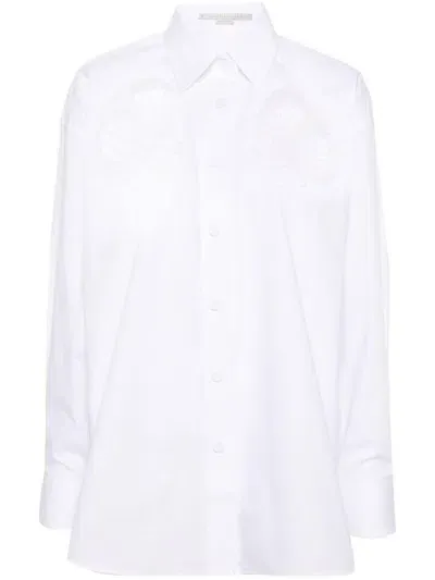 Stella Mccartney Broderie-anglaise Detailed Cotton Shirt In Bianco