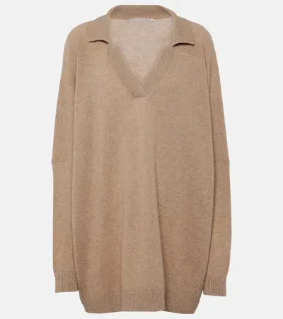 Stella Mccartney Cashmere And Wool Polo Sweater In Beige