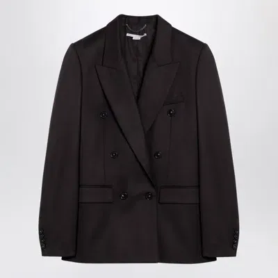 Stella Mccartney Chocolate-coloured Wool Double-breasted Jacket In Marrone