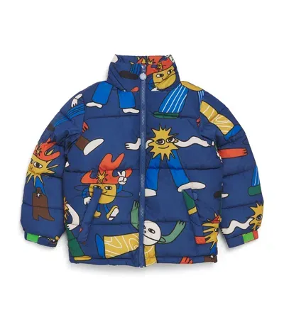 Stella Mccartney Kids' Cosmic Characters Puffer Coat In Blue