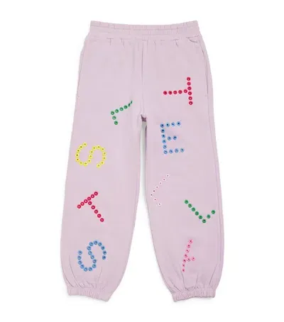 Stella Mccartney Kids' Cotton Embroidered Logo Sweatpants In Pink