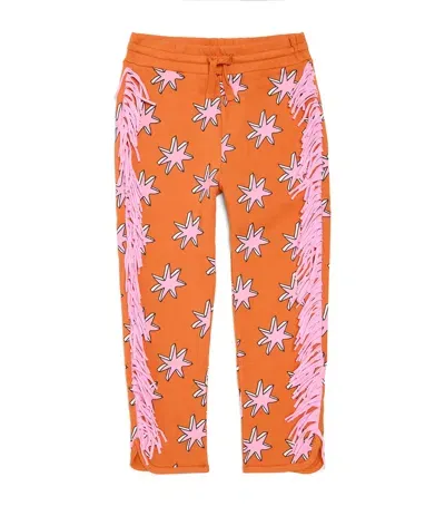 Stella Mccartney Kids' Cotton Scribble Star Sweatpants In Orange